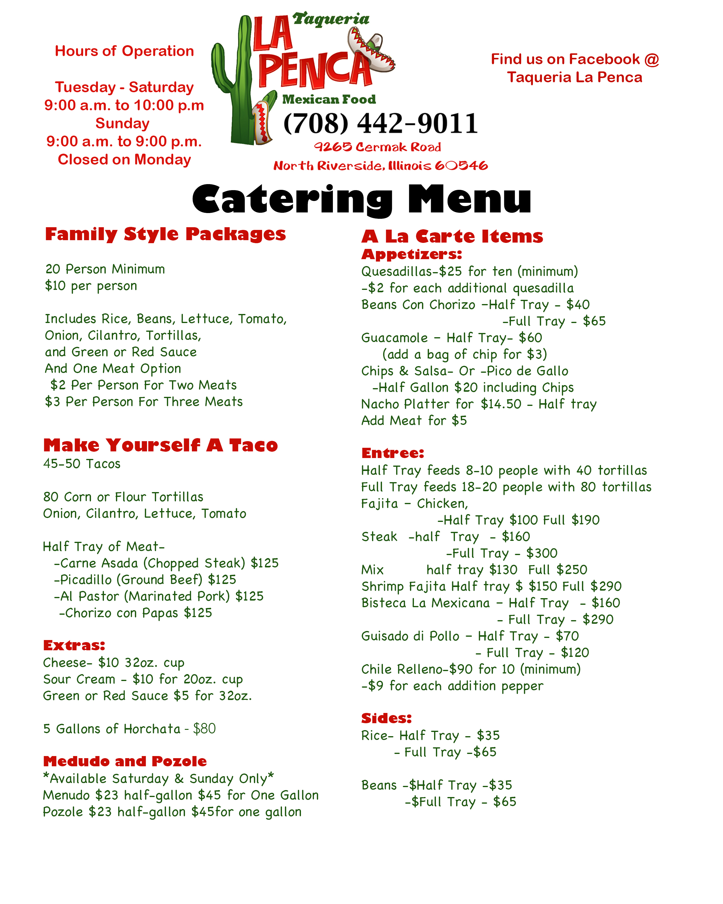 catering menu